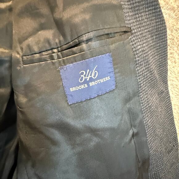 Brooks Brothers Gray Houndstooth Plaid Wool Cashmere Blazer Sport Coat Jacket 46 - Picture 9 of 11